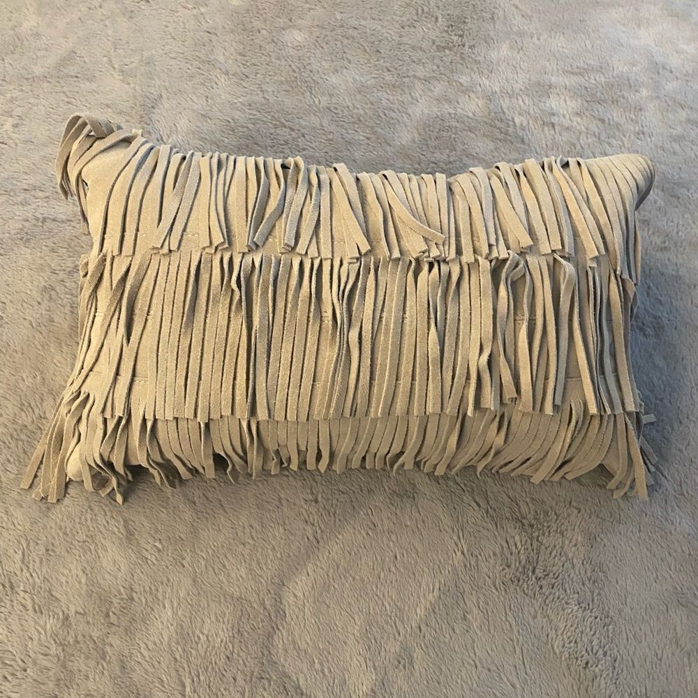 Z Gallerie real leather decorative pillow, 19x10 inches